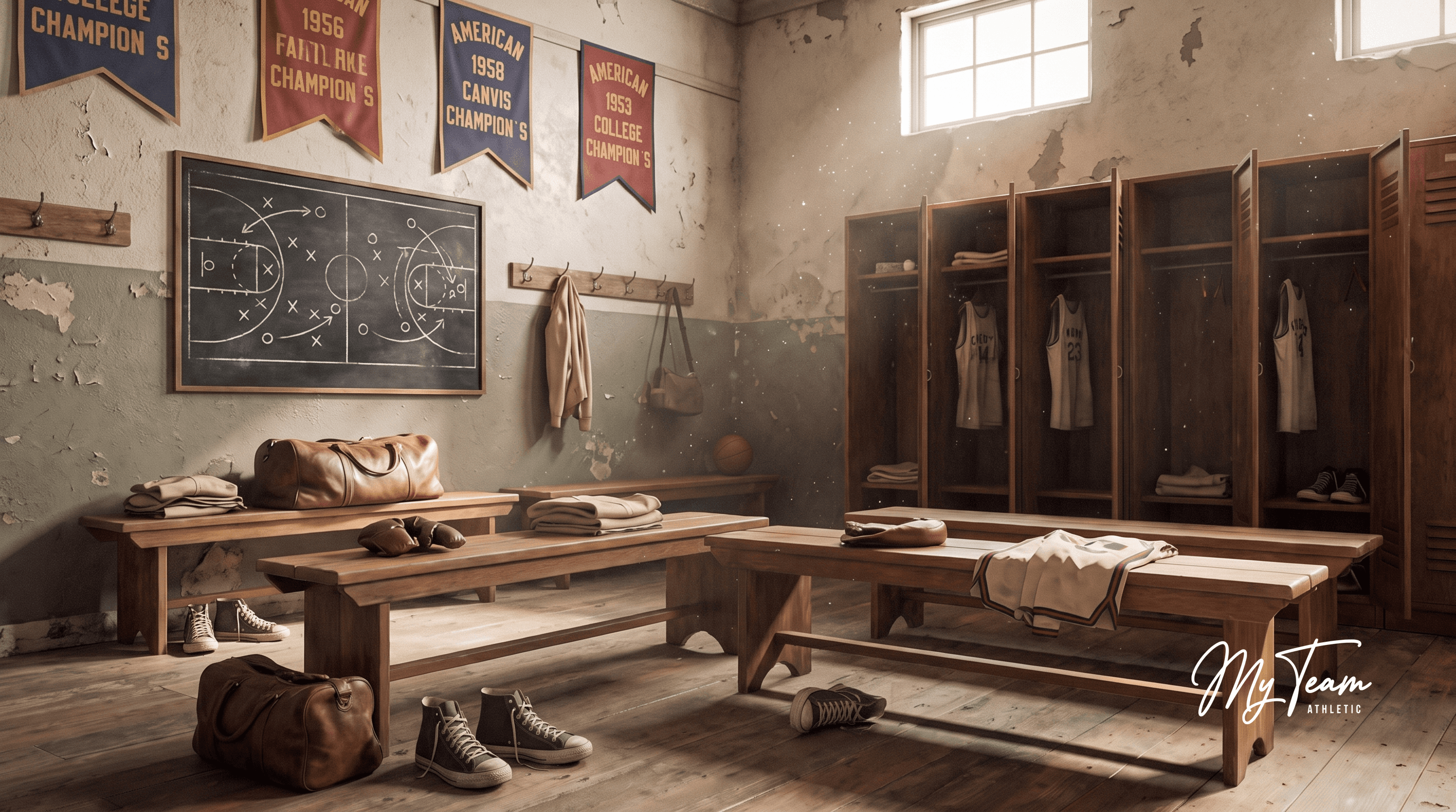 Арена MyTeamStore с баскетбольной площадкой в свете софитов